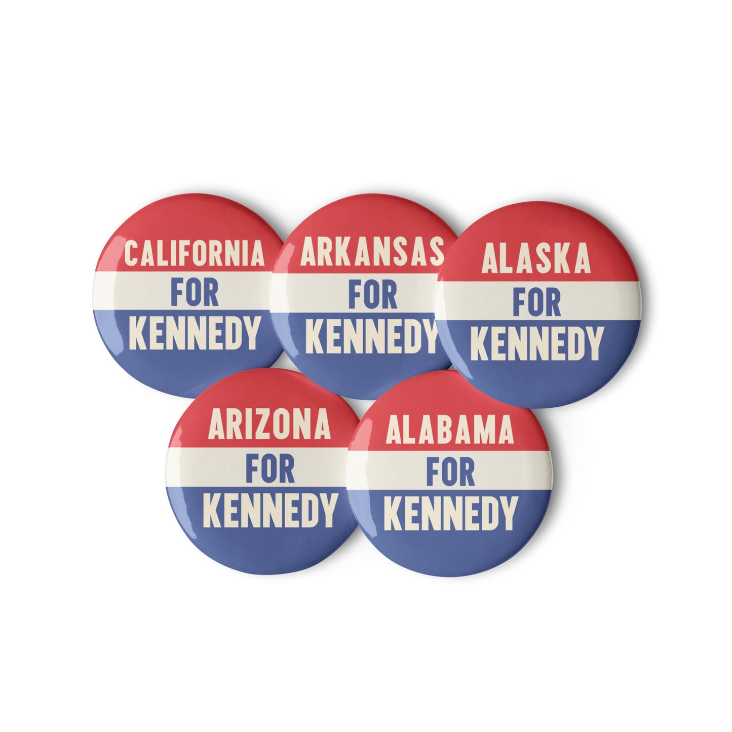 50 State Collection Buttons Set 1 (5 Buttons) - Team Kennedy Official Merchandise