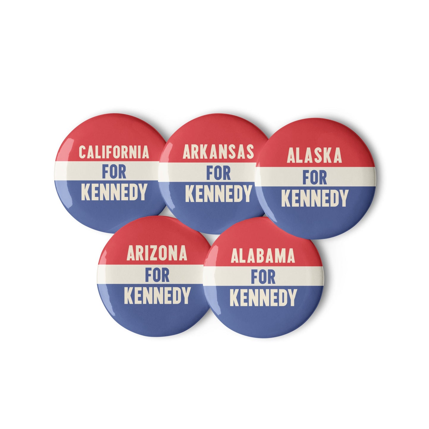 50 State Collection Buttons Set 1 (5 Buttons) - Team Kennedy Official Merchandise