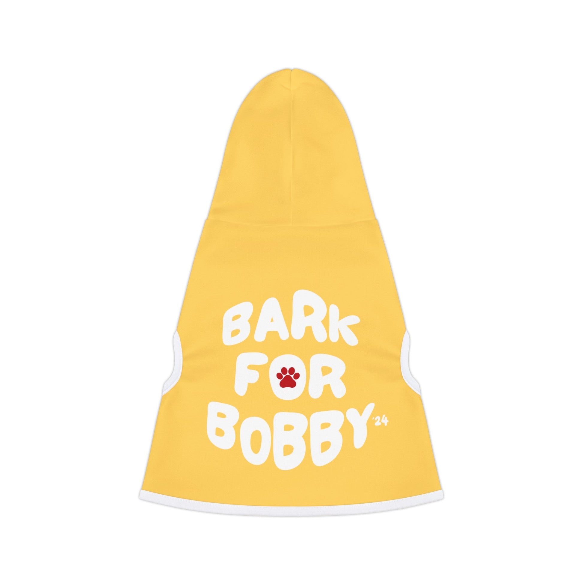 Bark for Bobby Pet Hoodie in Yellow - TEAM KENNEDY. All rights reserved