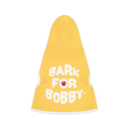 Bark for Bobby Pet Hoodie in Yellow - TEAM KENNEDY. All rights reserved