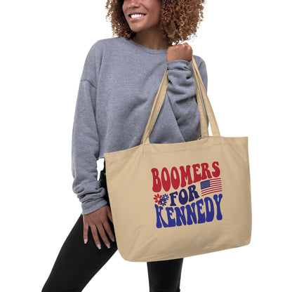 Boomers for Kennedy Large Organic Tote Bag - TEAM KENNEDY. All rights reserved