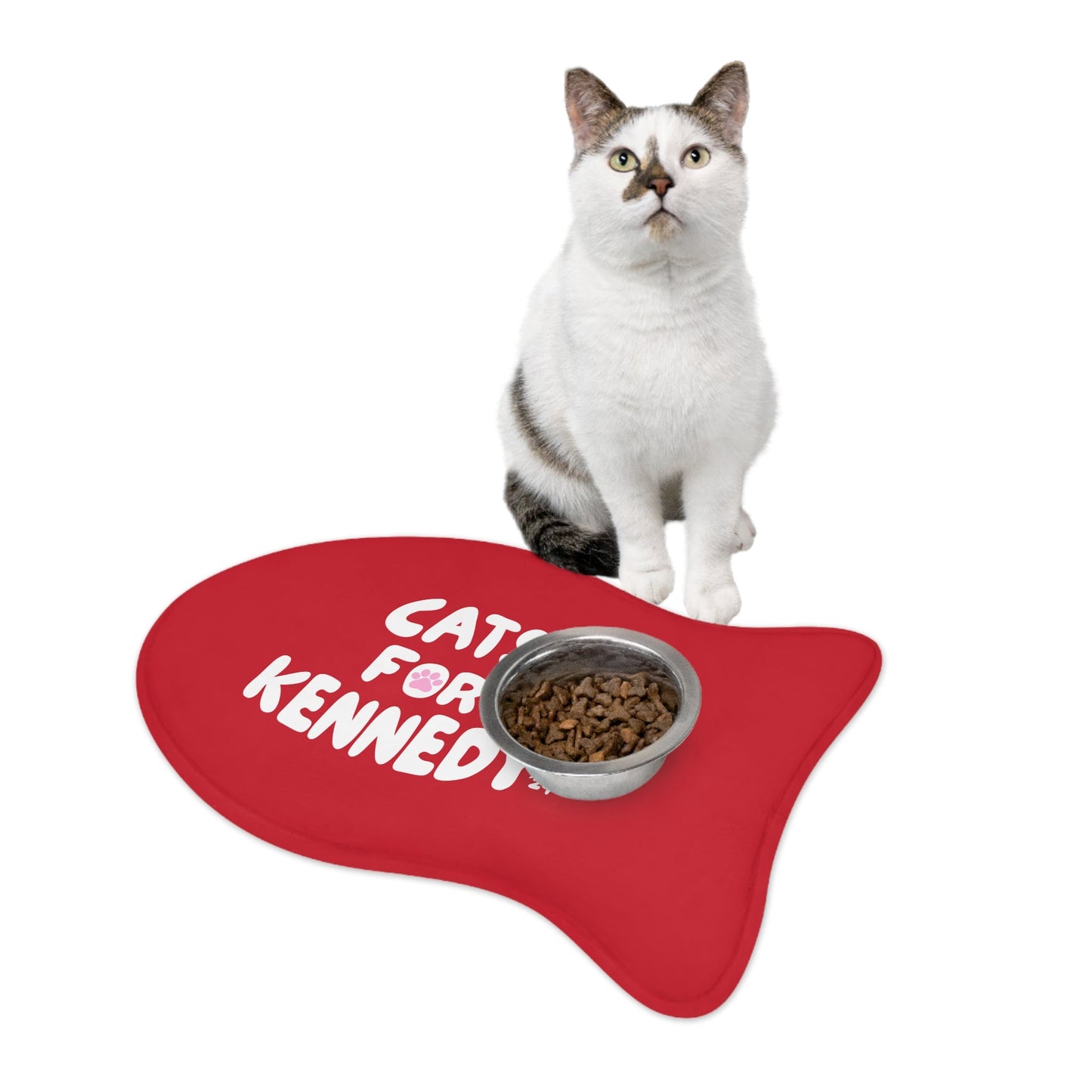 Cats for Kennedy Pet Feeding Mat | Red - Team Kennedy Official Merchandise