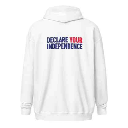 Declare your Independence Embroidered Unisex Zip Hoodie - TEAM KENNEDY. All rights reserved