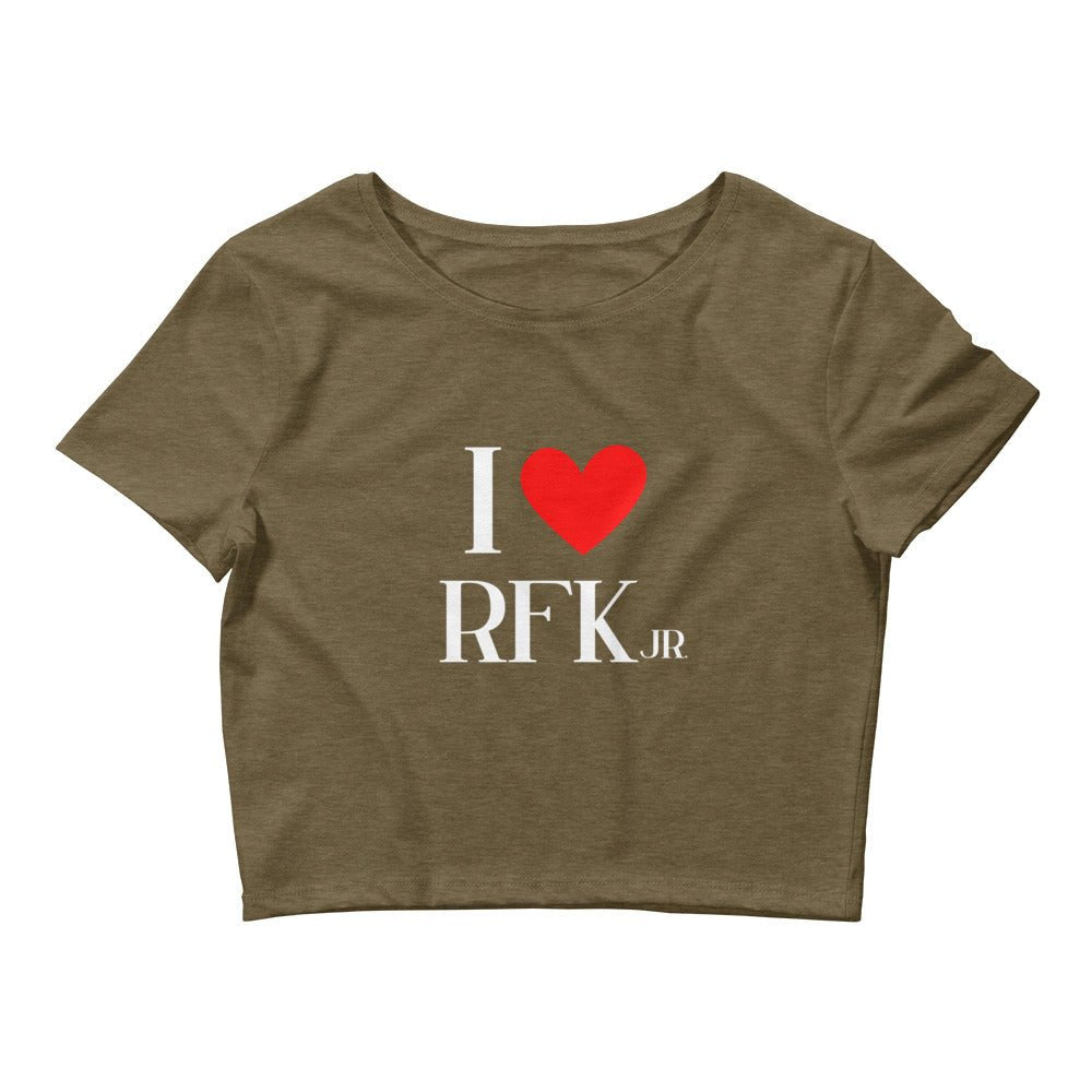 I Heart RFK Jr. Women’s Crop Tee - TEAM KENNEDY. All rights reserved