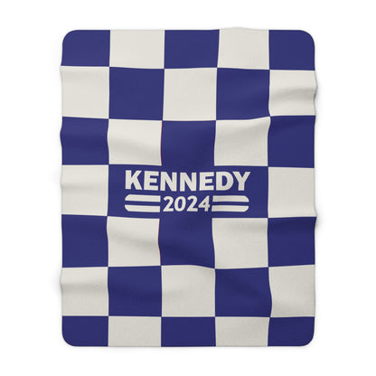 Kennedy Classic Navy Checkered Sherpa Fleece Blanket - TEAM KENNEDY. All rights reserved