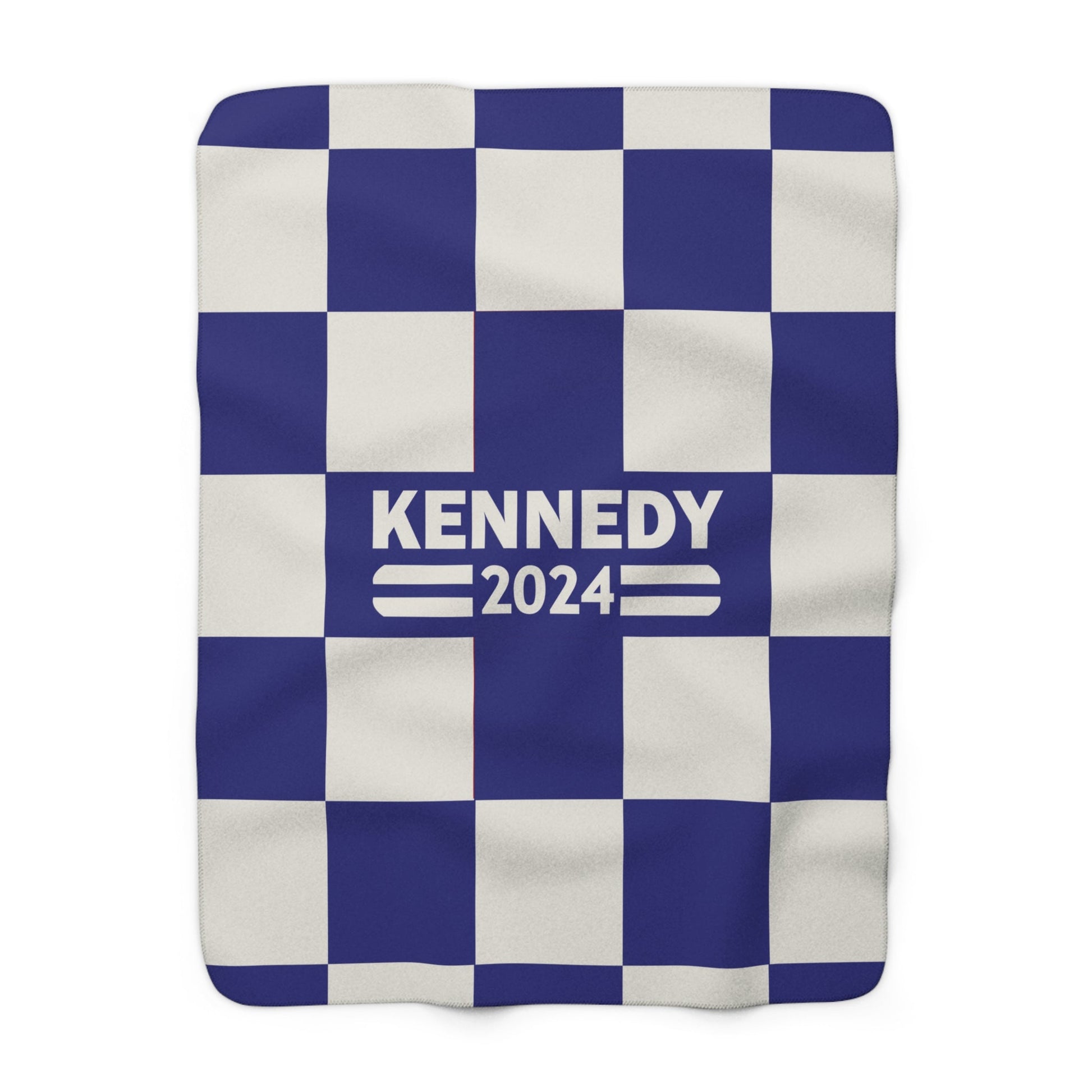 Kennedy Classic Navy Checkered Sherpa Fleece Blanket - TEAM KENNEDY. All rights reserved