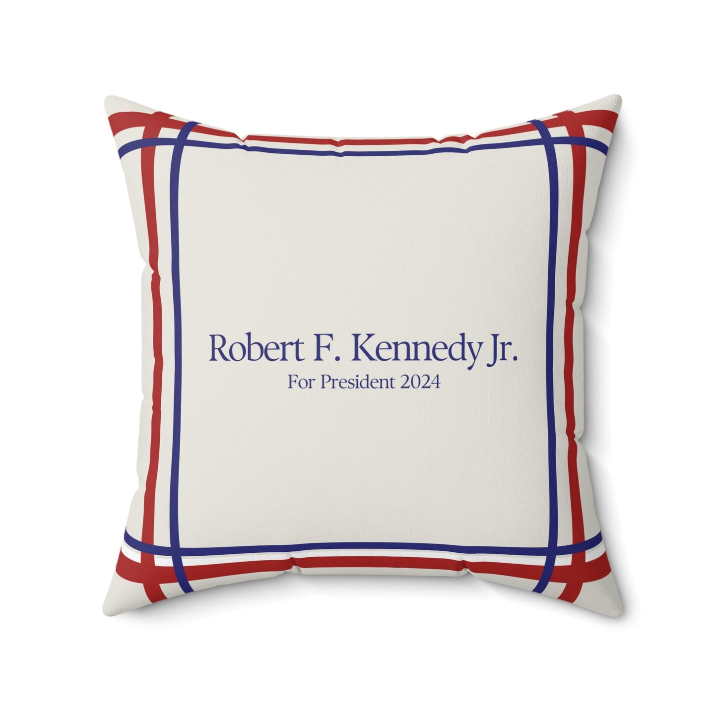 Kennedy for President Bordered Cream Square Pillow - TEAM KENNEDY. All rights reserved