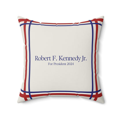 Kennedy for President Bordered Cream Square Pillow - TEAM KENNEDY. All rights reserved