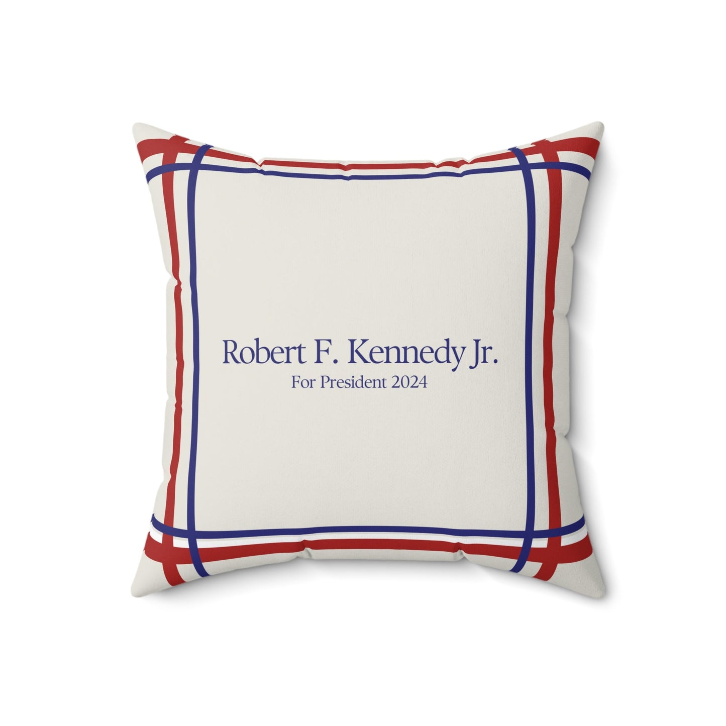 Kennedy for President Bordered Cream Square Pillow - TEAM KENNEDY. All rights reserved