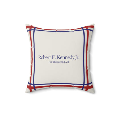 Kennedy for President Bordered Cream Square Pillow - TEAM KENNEDY. All rights reserved