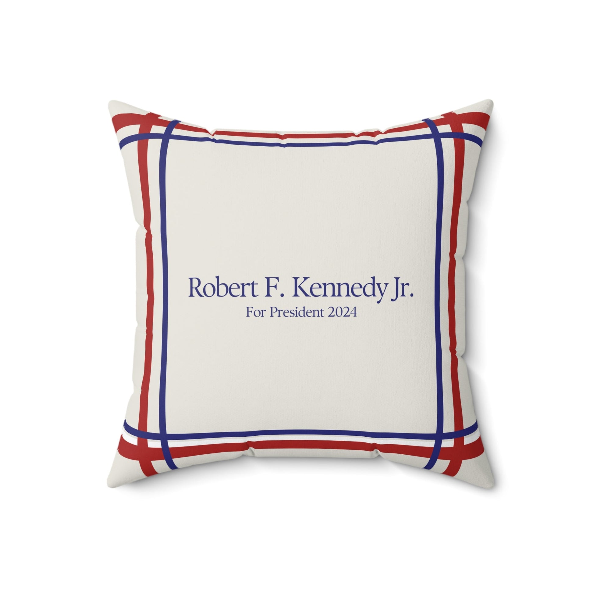 Kennedy for President Bordered Cream Square Pillow - TEAM KENNEDY. All rights reserved