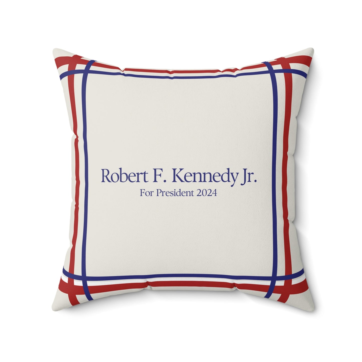 Kennedy for President Bordered Cream Square Pillow - TEAM KENNEDY. All rights reserved