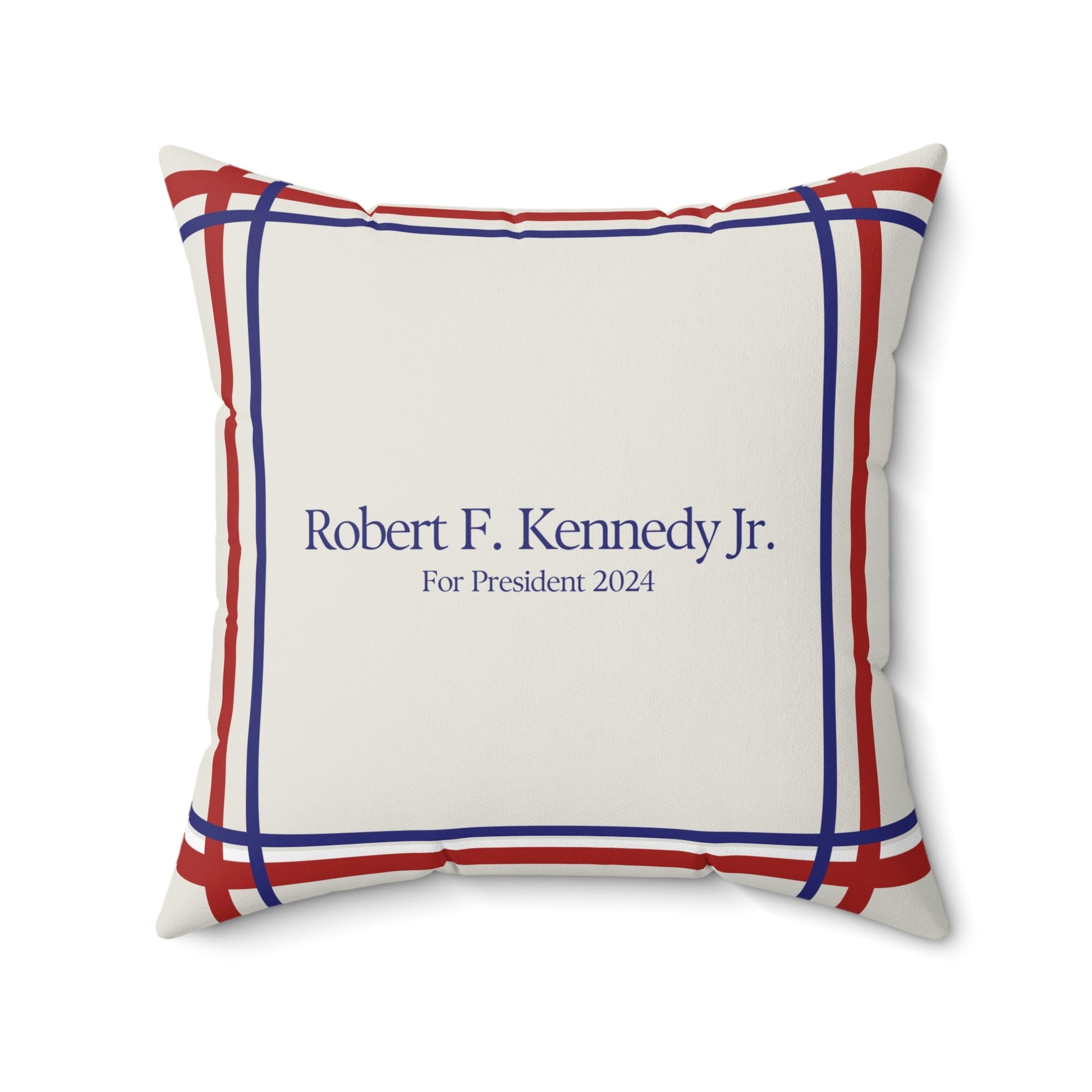 Kennedy for President Bordered Cream Square Pillow - TEAM KENNEDY. All rights reserved