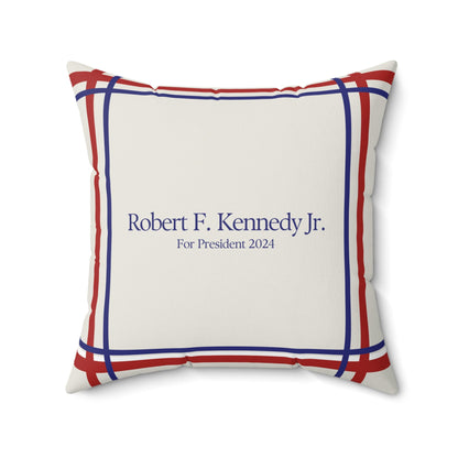 Kennedy for President Bordered Cream Square Pillow - TEAM KENNEDY. All rights reserved