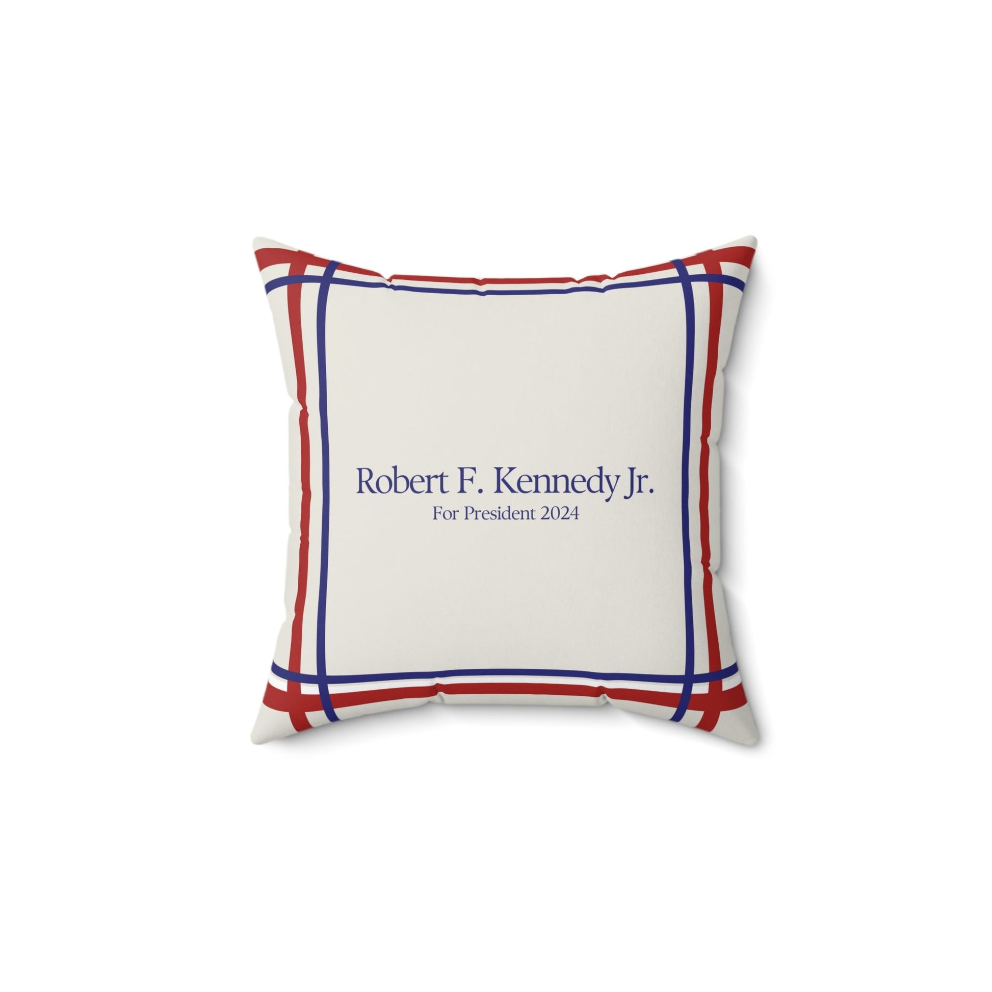 Kennedy for President Bordered Cream Square Pillow - TEAM KENNEDY. All rights reserved