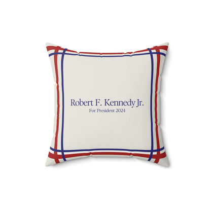 Kennedy for President Bordered Cream Square Pillow - TEAM KENNEDY. All rights reserved