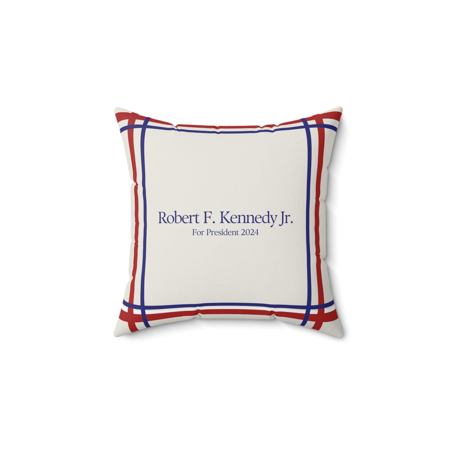 Kennedy for President Bordered Cream Square Pillow - TEAM KENNEDY. All rights reserved