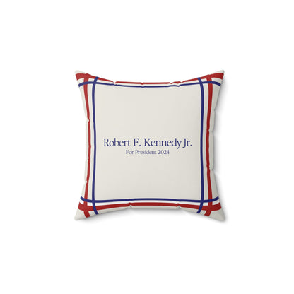 Kennedy for President Bordered Cream Square Pillow - TEAM KENNEDY. All rights reserved