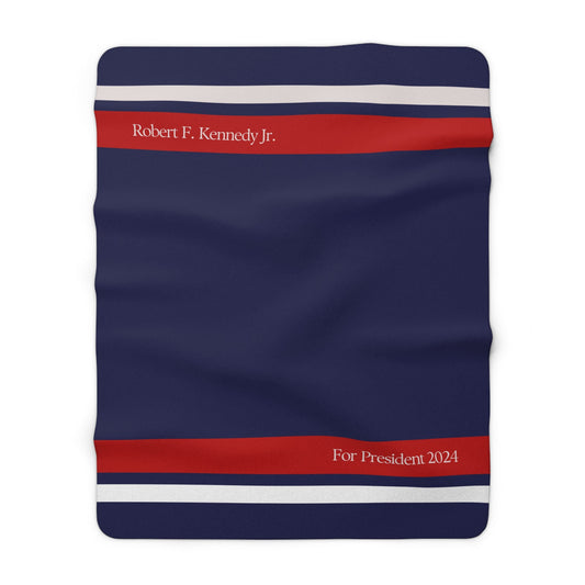 Kennedy for President Navy Sherpa Fleece Blanket - TEAM KENNEDY. All rights reserved