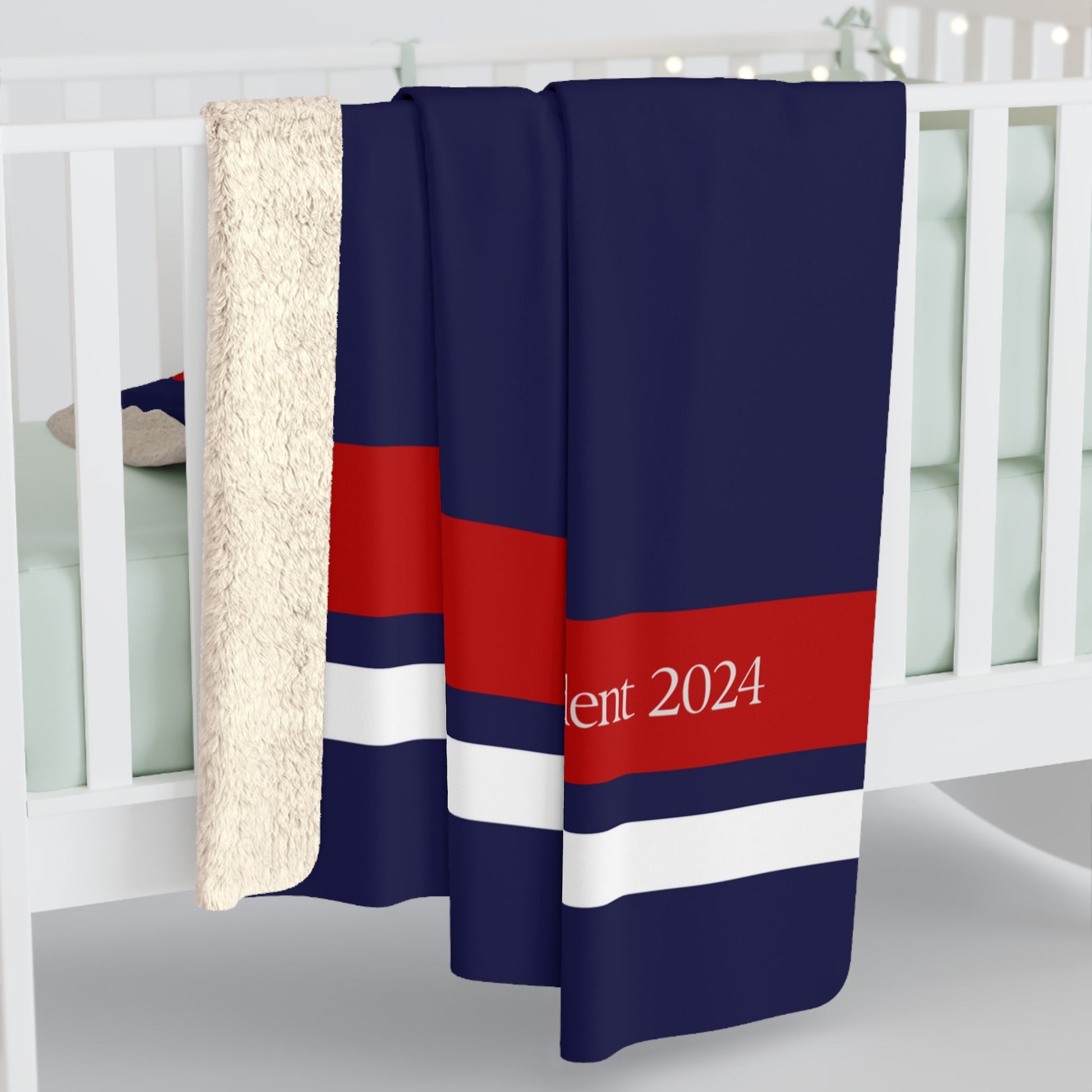 Kennedy for President Navy Sherpa Fleece Blanket - TEAM KENNEDY. All rights reserved