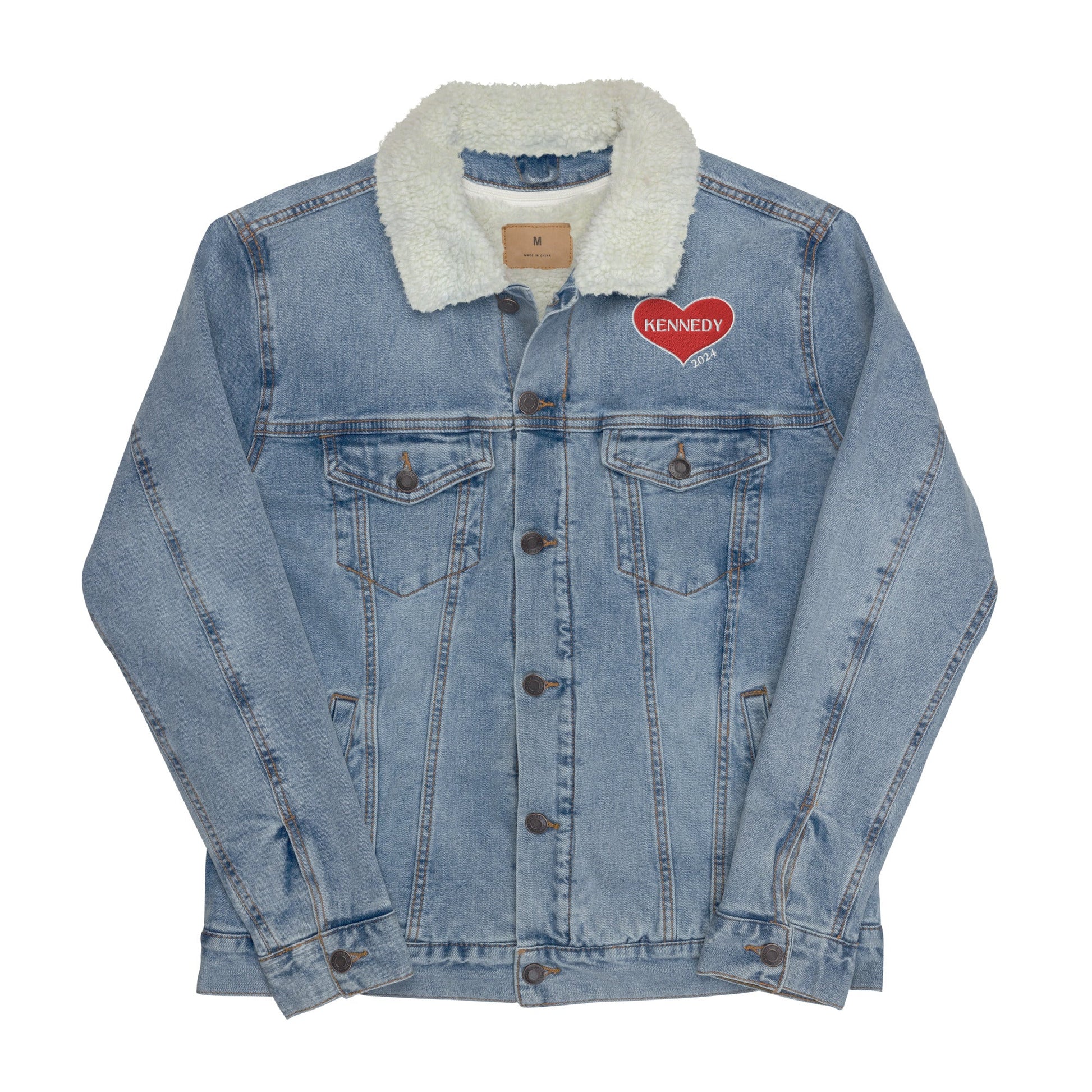 Kennedy Heart Unisex Denim Sherpa Jacket - TEAM KENNEDY. All rights reserved