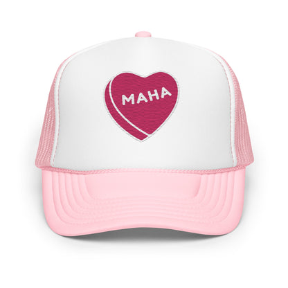 MAHA Candy Heart Embroidered Foam Trucker Hat - Team Kennedy Official Merchandise