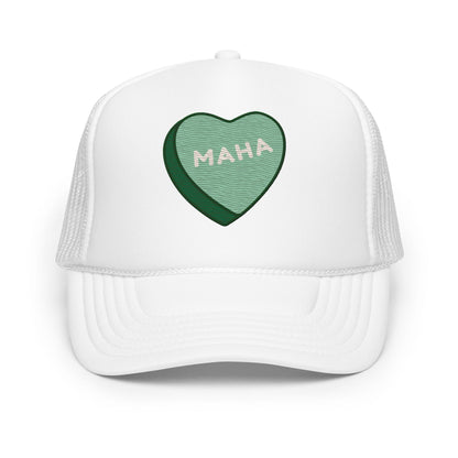 MAHA Candy Heart Embroidered Foam Trucker Hat - Team Kennedy Official Merchandise