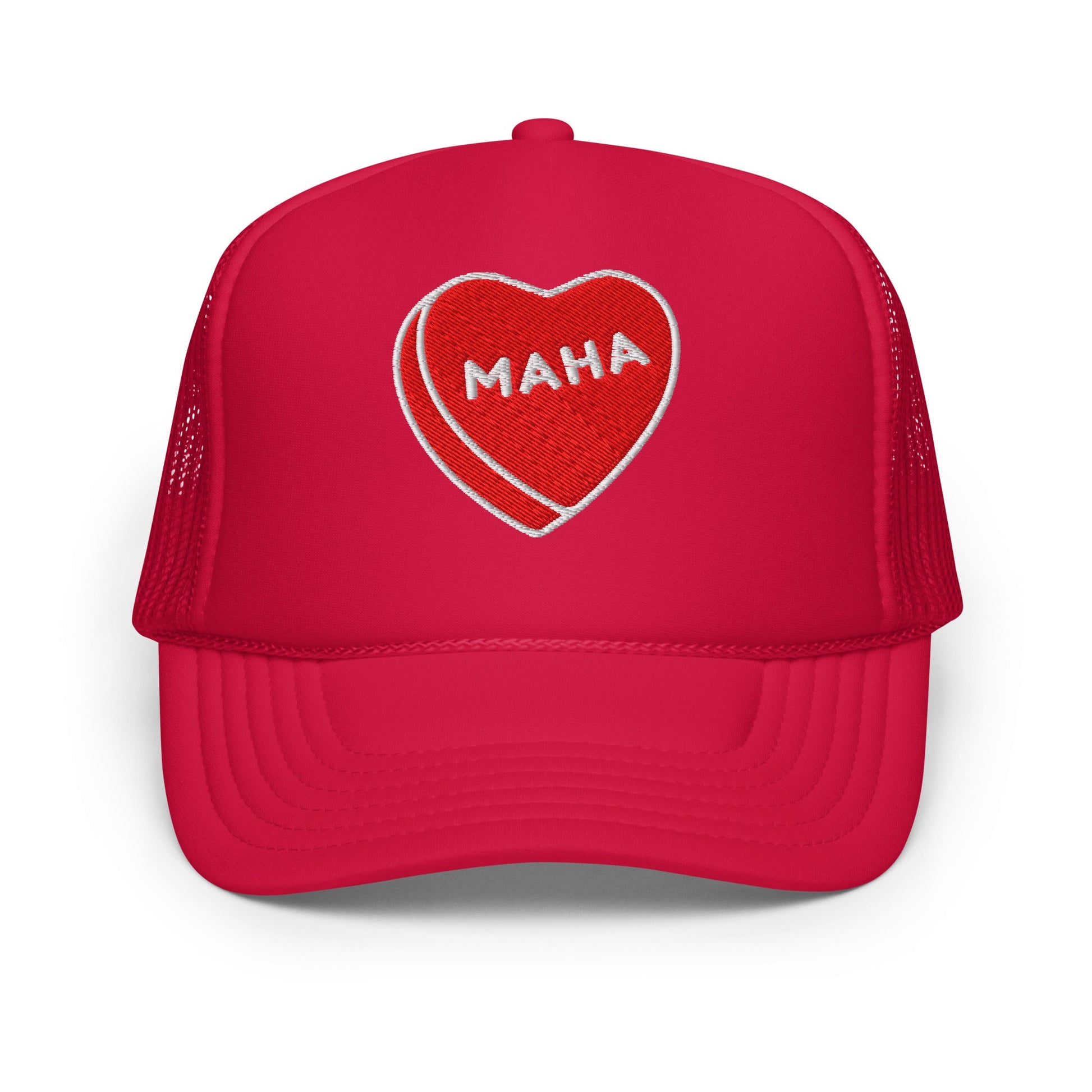 MAHA Candy Heart Embroidered Foam Trucker Hat - Team Kennedy Official Merchandise