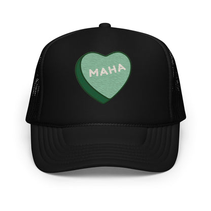 MAHA Candy Heart Embroidered Foam Trucker Hat - Team Kennedy Official Merchandise