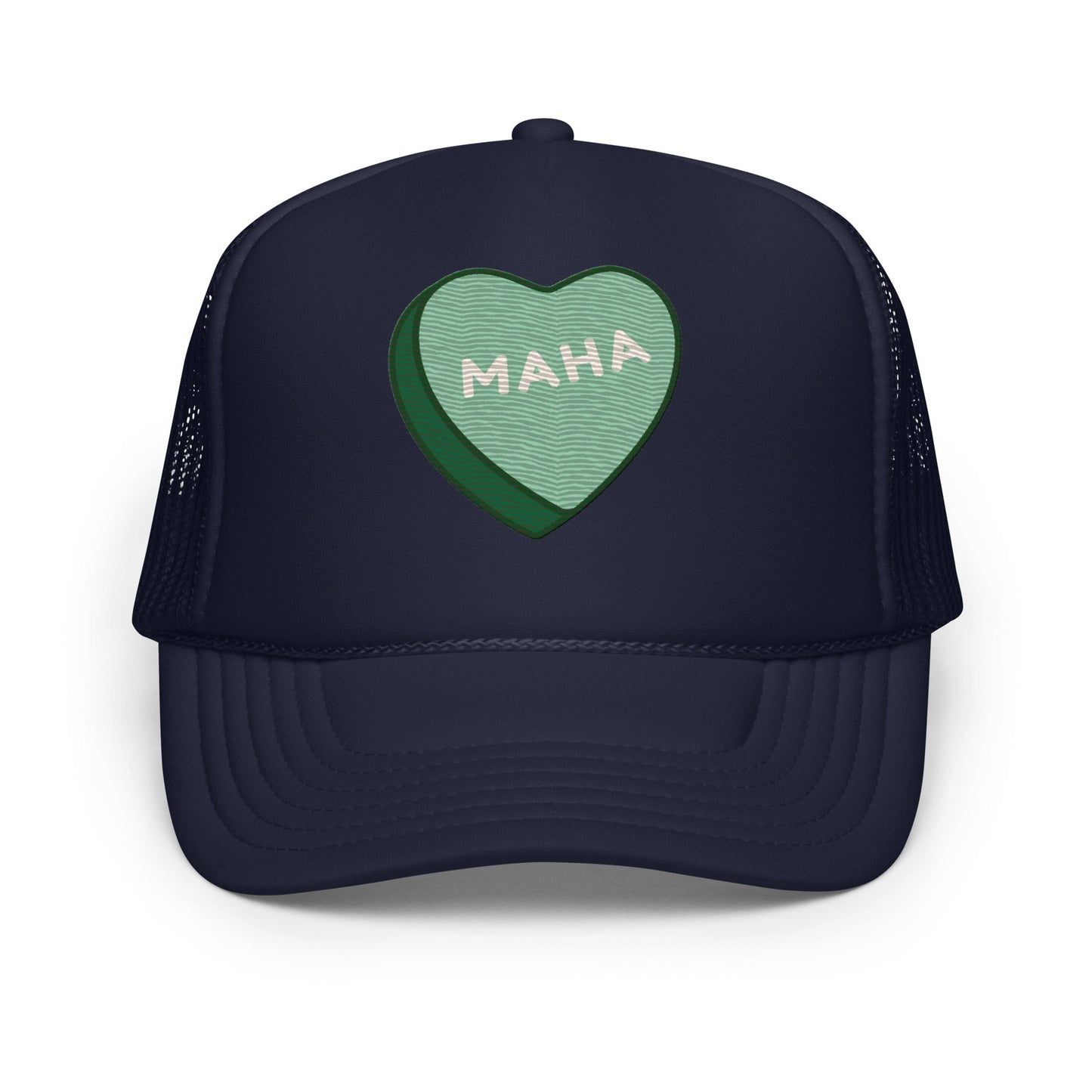 MAHA Candy Heart Embroidered Foam Trucker Hat - Team Kennedy Official Merchandise