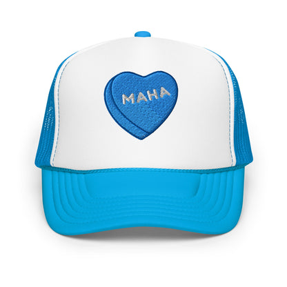 MAHA Candy Heart Embroidered Foam Trucker Hat - Team Kennedy Official Merchandise