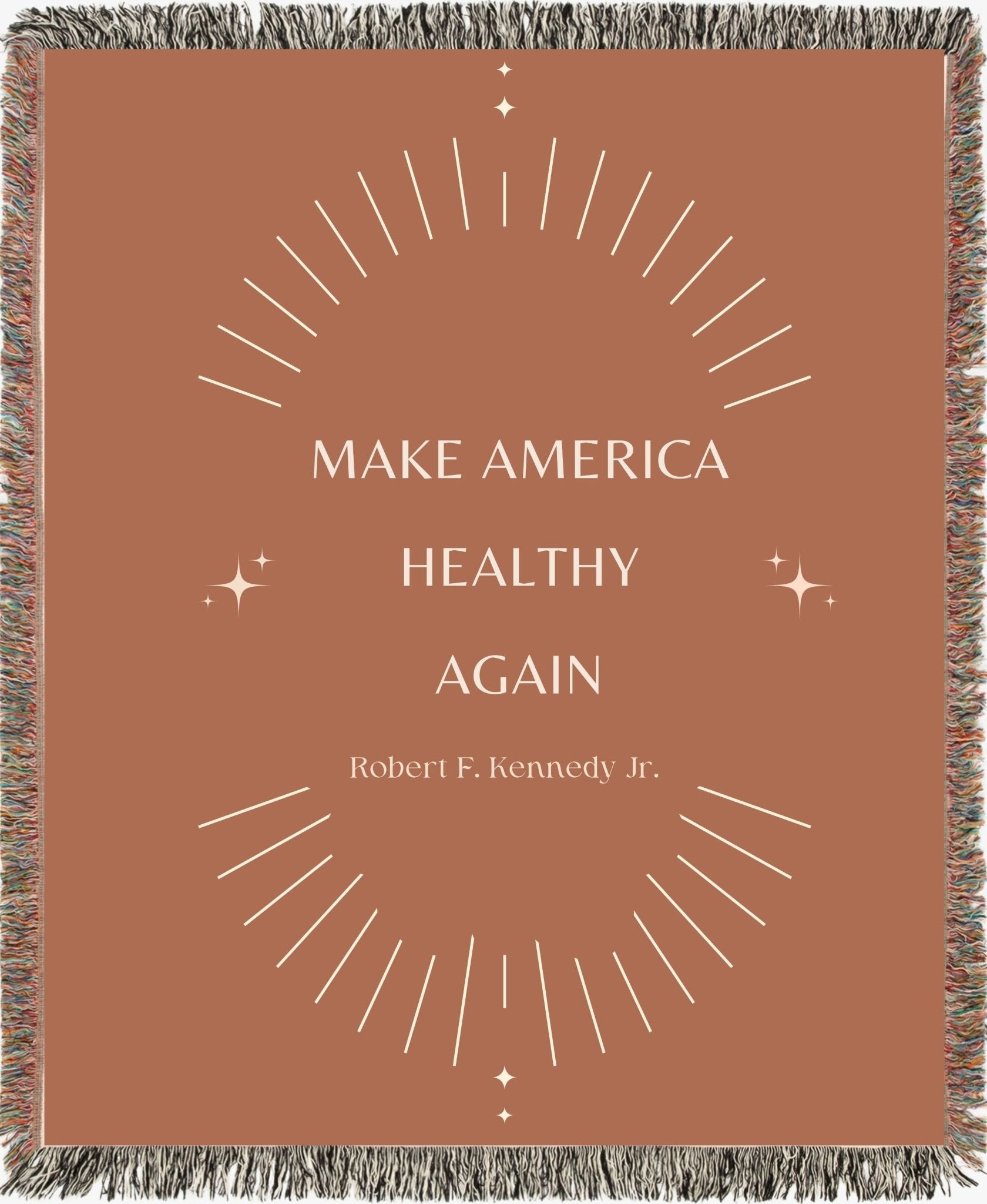 Make America Healthy Again Brown/Cream Woven Blanket - Team Kennedy Official Merchandise