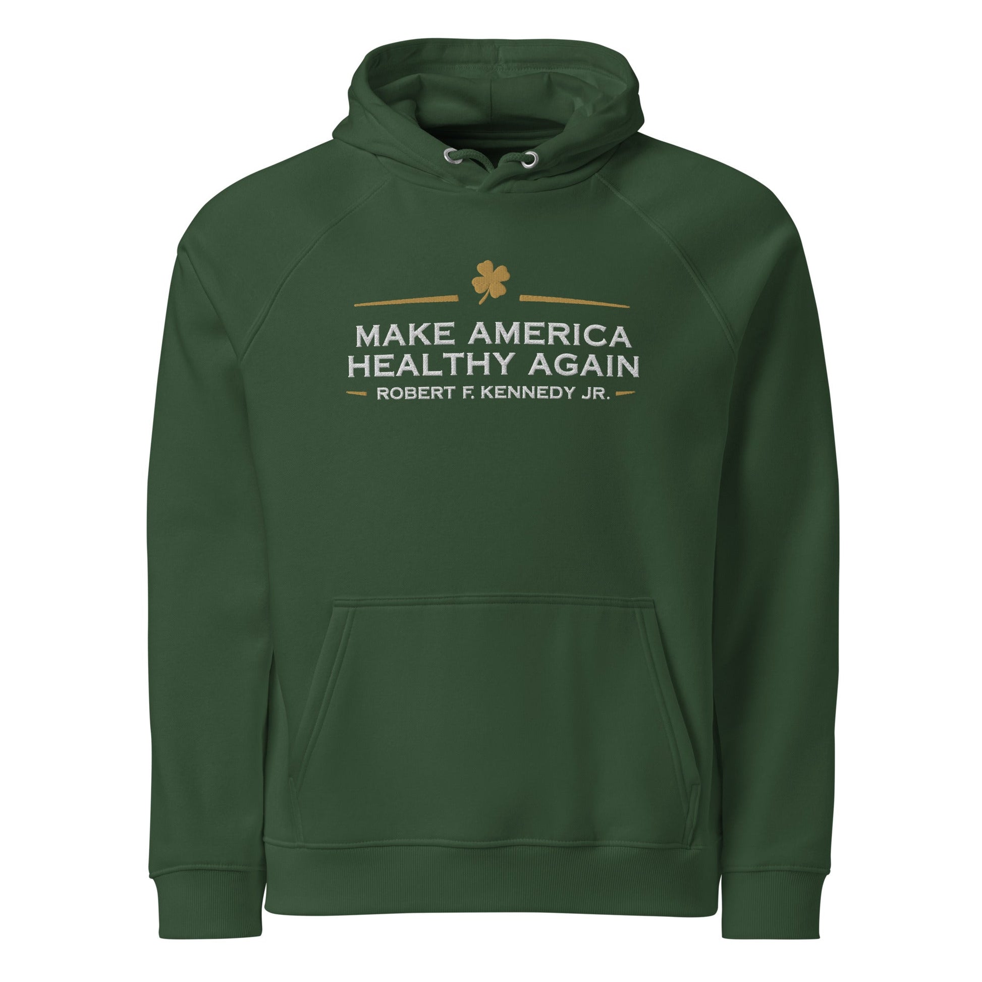 Make America Healthy Again Clover Embroidered Unisex Eco Raglan Hoodie - Team Kennedy Official Merchandise