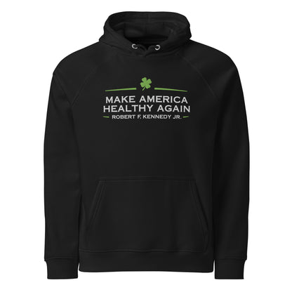 Make America Healthy Again Clover Embroidered Unisex Eco Raglan Hoodie - Team Kennedy Official Merchandise