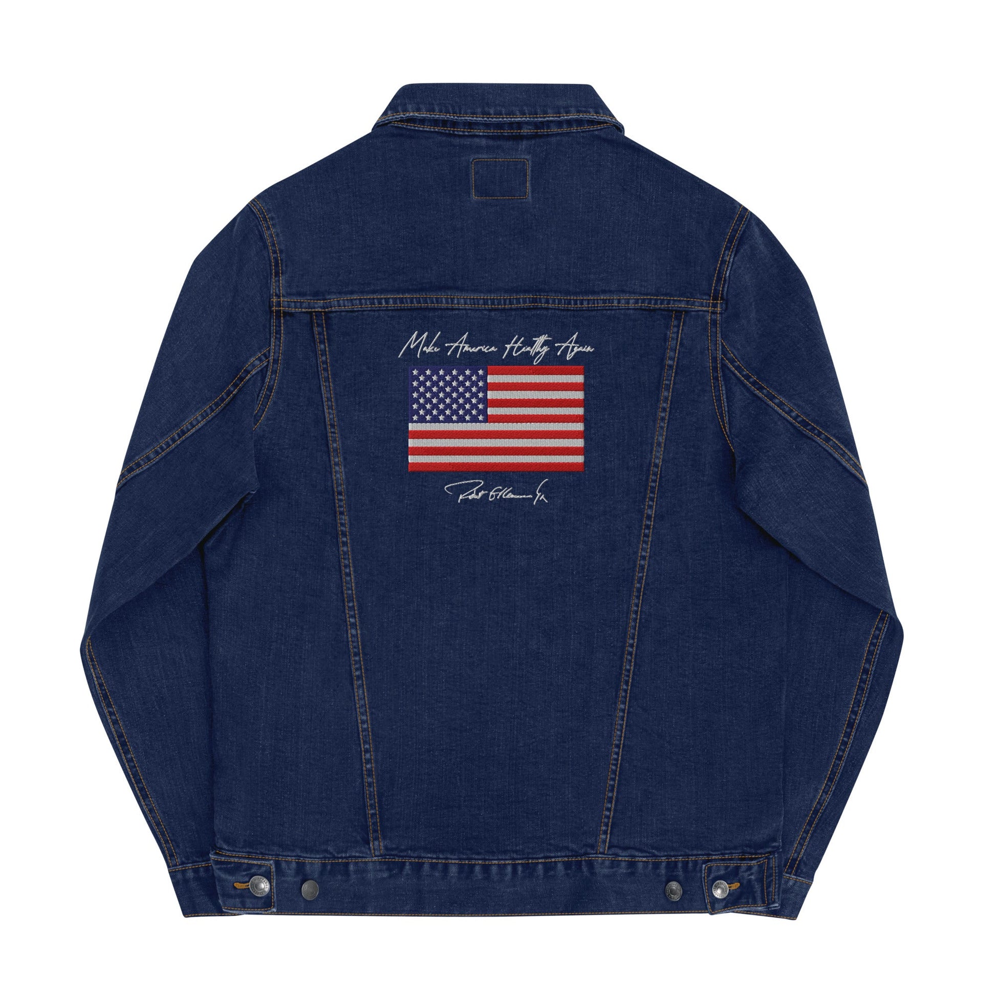 Make America Healthy Again Flag Embroidered Unisex Denim Jacket - Team Kennedy Official Merchandise