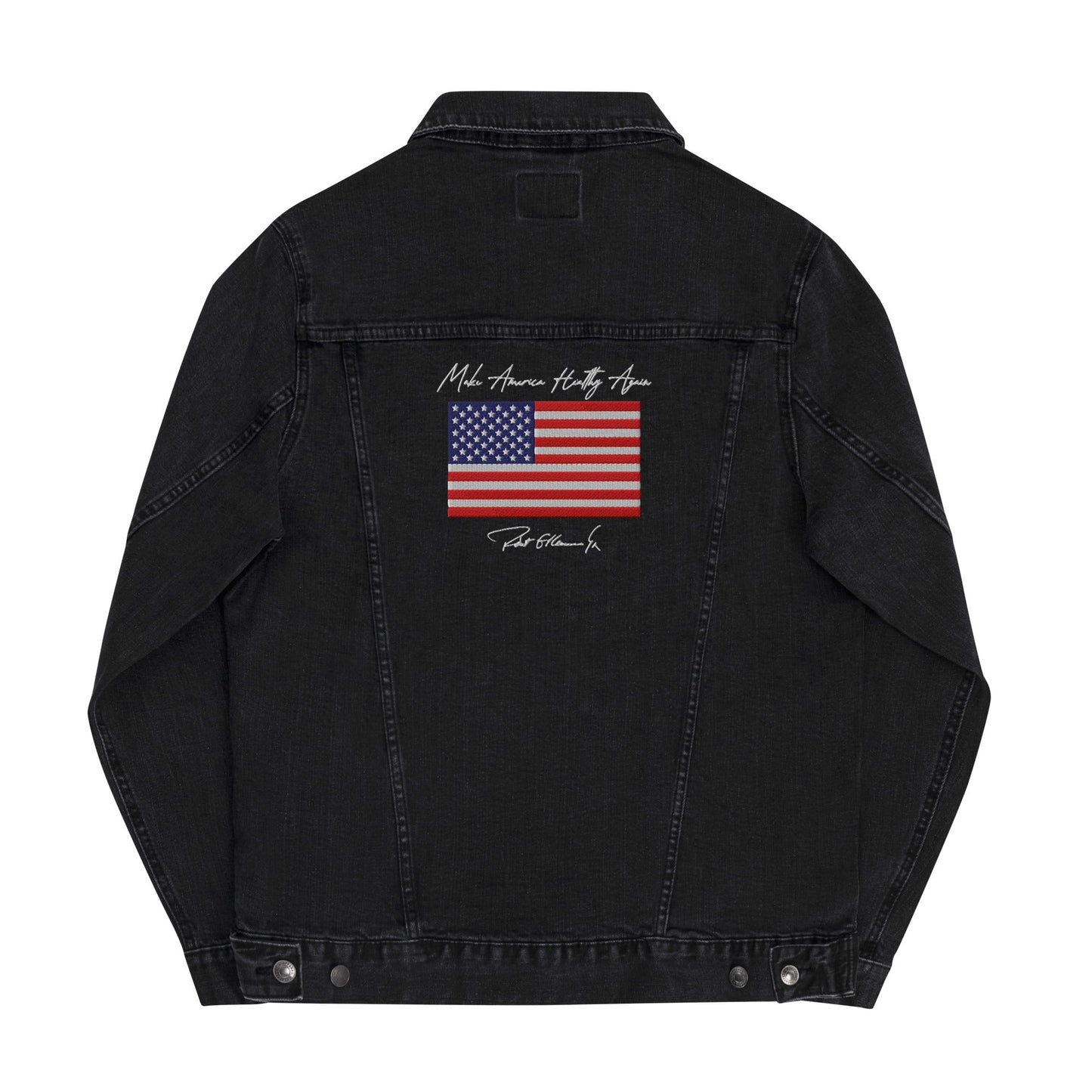 Make America Healthy Again Flag Embroidered Unisex Denim Jacket - Team Kennedy Official Merchandise