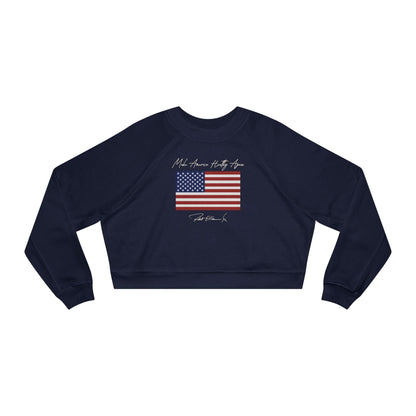 Make America Healthy Again Flag Women's Cropped Fleece Pullover - Team Kennedy Official Merchandise