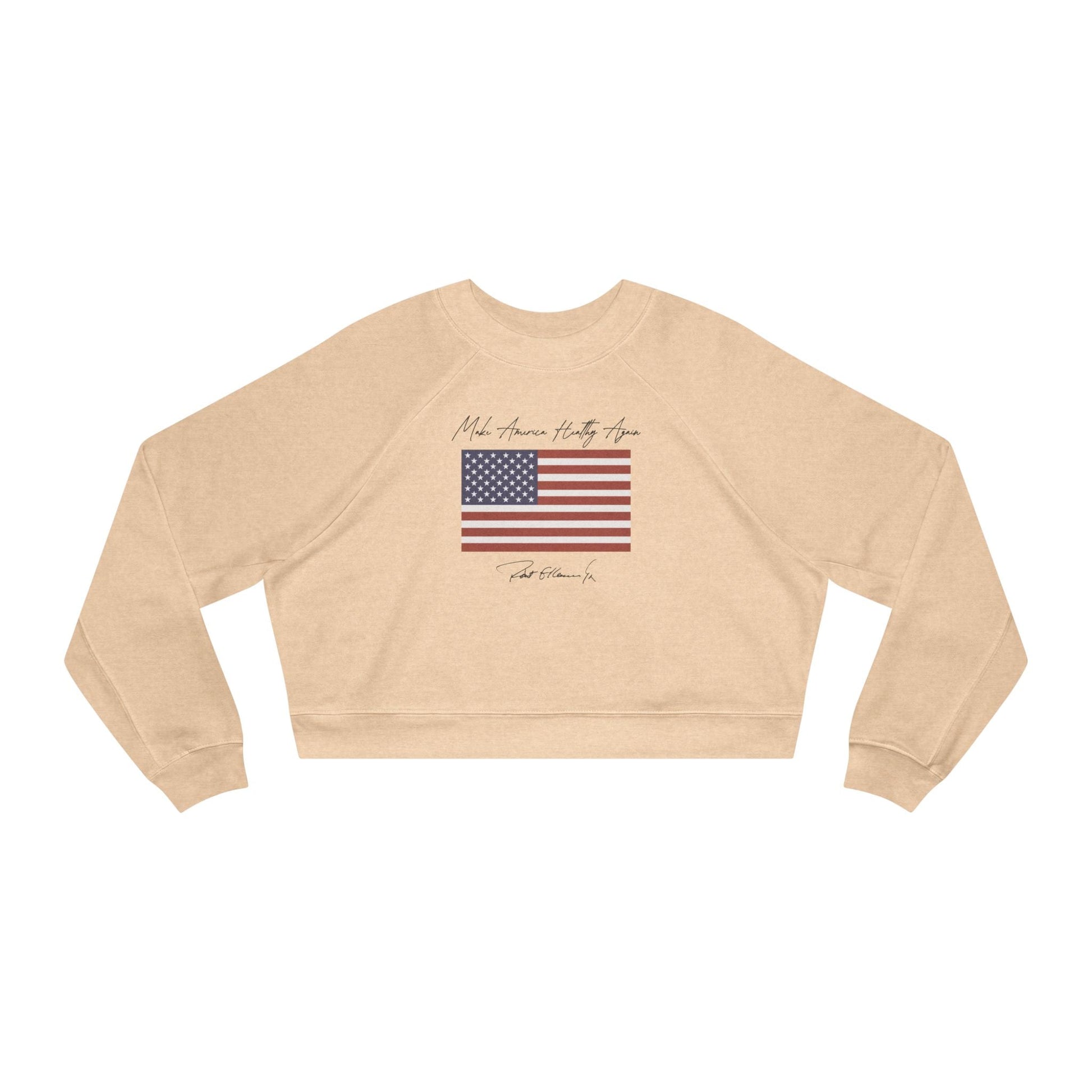 Make America Healthy Again Flag Women's Cropped Fleece Pullover - Team Kennedy Official Merchandise