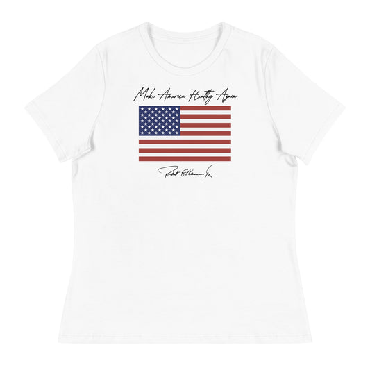 Make America Healthy Again Flag Women's Relaxed Tee - Team Kennedy Official Merchandise