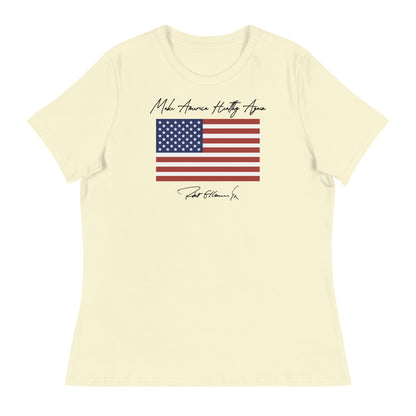 Make America Healthy Again Flag Women's Relaxed Tee - Team Kennedy Official Merchandise