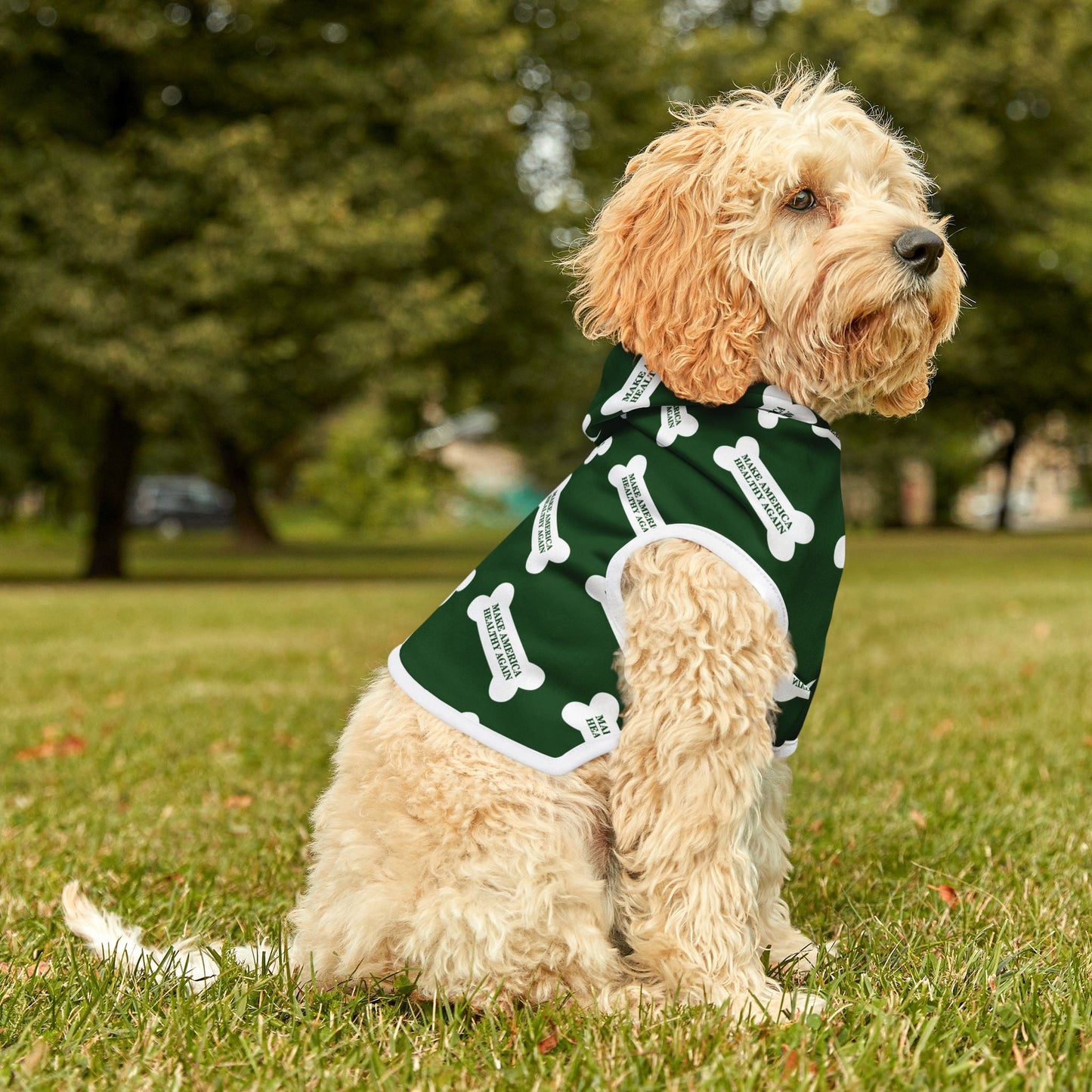 Make America Healthy Again Green Dog Bone Pet Hoodie - Team Kennedy Official Merchandise