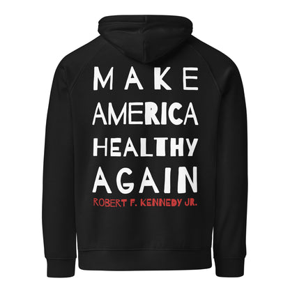 Make America Healthy Again II Back Unisex Eco Raglan Hoodie - Team Kennedy Official Merchandise