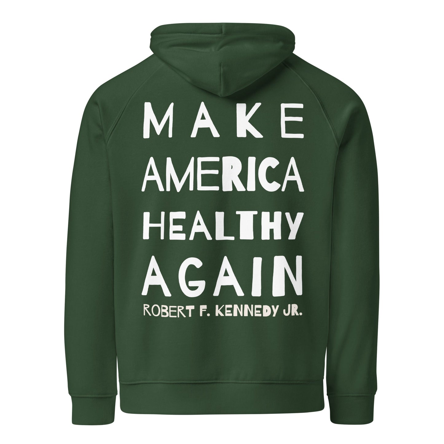 Make America Healthy Again II Back Unisex Eco Raglan Hoodie - Team Kennedy Official Merchandise