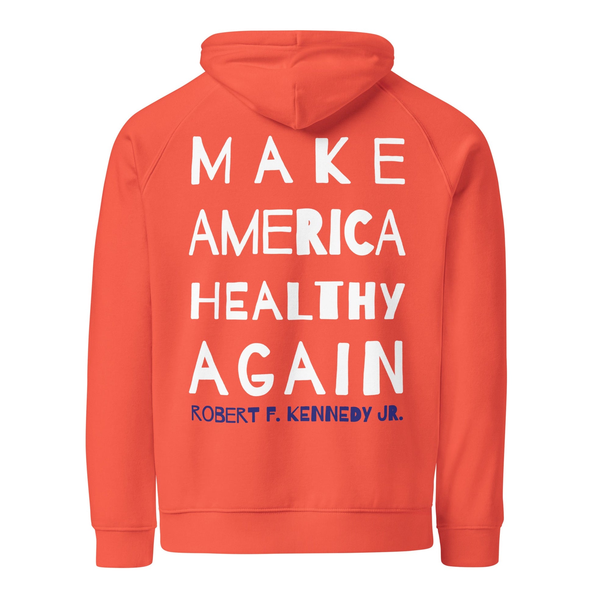 Make America Healthy Again II Back Unisex Eco Raglan Hoodie - Team Kennedy Official Merchandise