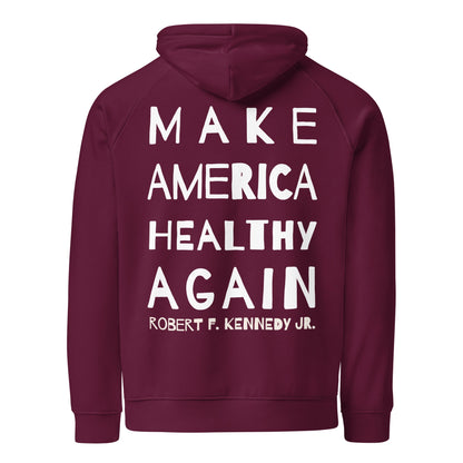 Make America Healthy Again II Back Unisex Eco Raglan Hoodie - Team Kennedy Official Merchandise