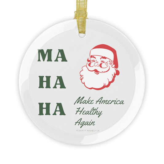 Make America Healthy Again Santa Glass Ornament - Team Kennedy Official Merchandise