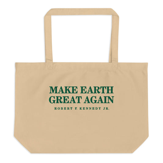 Make Earth Great Again Embroidered Large Organic Tote Bag - Team Kennedy Official Merchandise