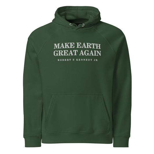 Make Earth Great Again Embroidered Unisex Eco Raglan Hoodie - Team Kennedy Official Merchandise