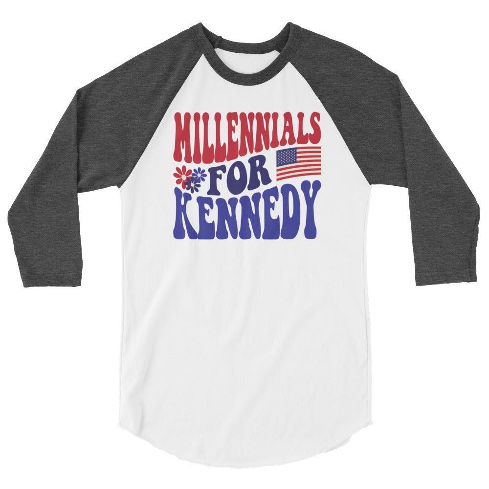 Millennials for Kennedy 3/4 Sleeve Raglan Shirt - Team Kennedy Official Merchandise