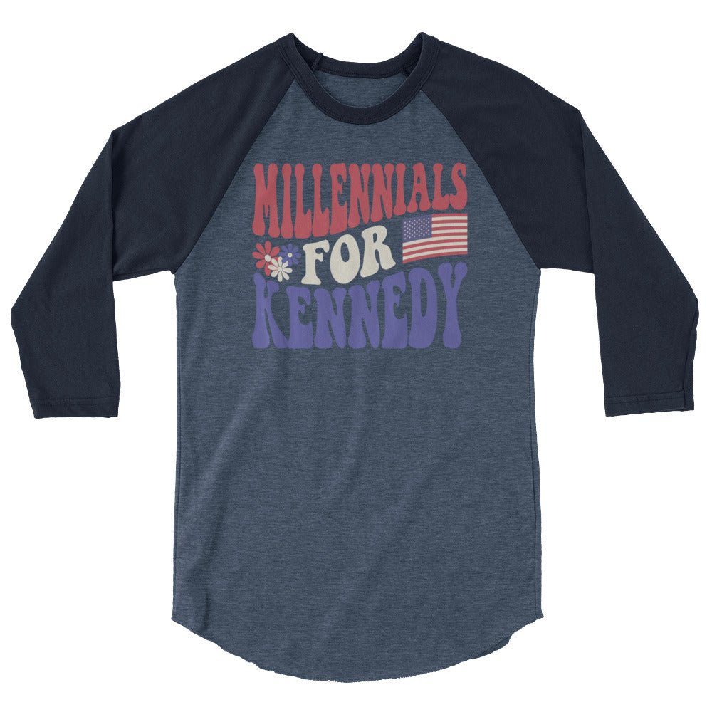 Millennials for Kennedy 3/4 Sleeve Raglan Shirt - Team Kennedy Official Merchandise